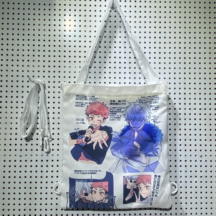 Jujutsu Kaisen Double-sided color picture canvas shoulder bag storage bag 33X32cm