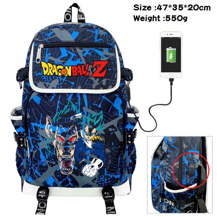 DRAGON BALL Camouflage Waterproof Canvas Flip Backpack Student School Bag 47X35X20CM