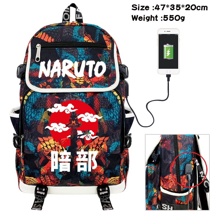Naruto Camouflage Waterproof Canvas Flip Backpack Student School Bag 47X35X20CM