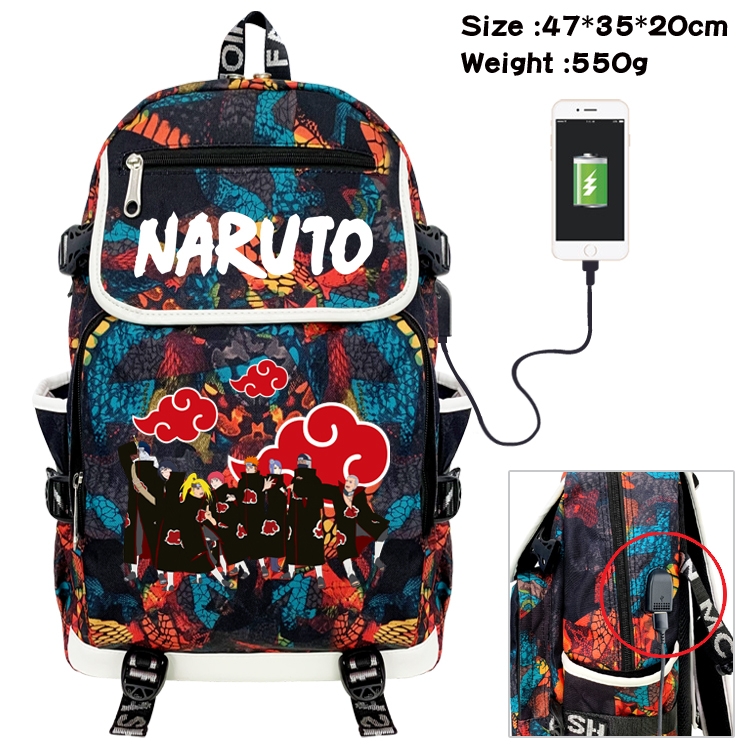 Naruto Camouflage Waterproof Canvas Flip Backpack Student School Bag 47X35X20CM