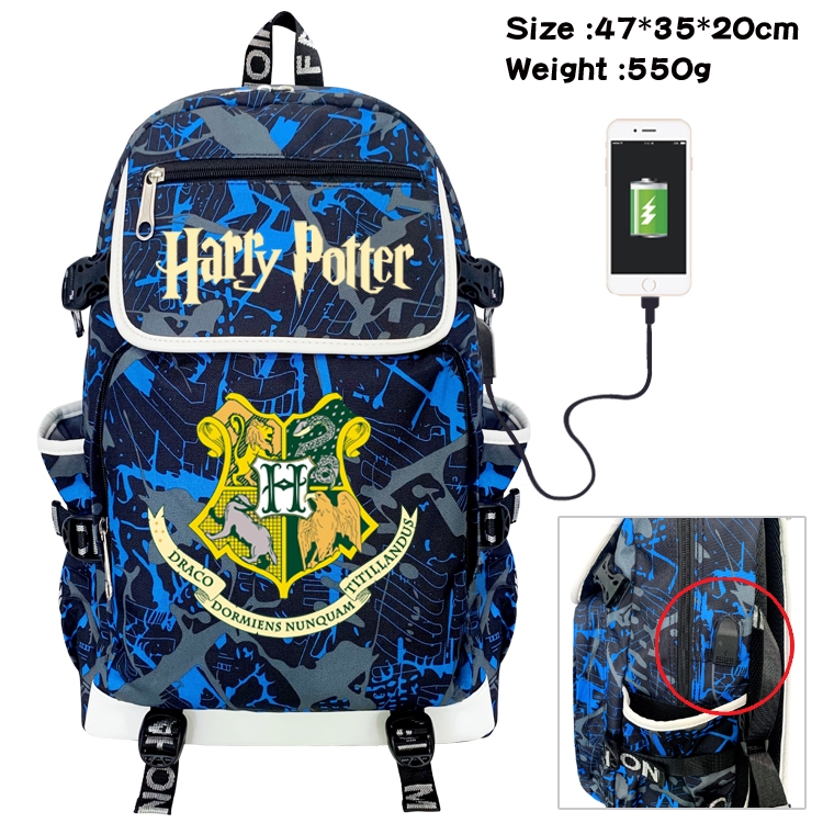 Harry Potter Camouflage Waterproof Canvas Flip Backpack Student School Bag 47X35X20CM