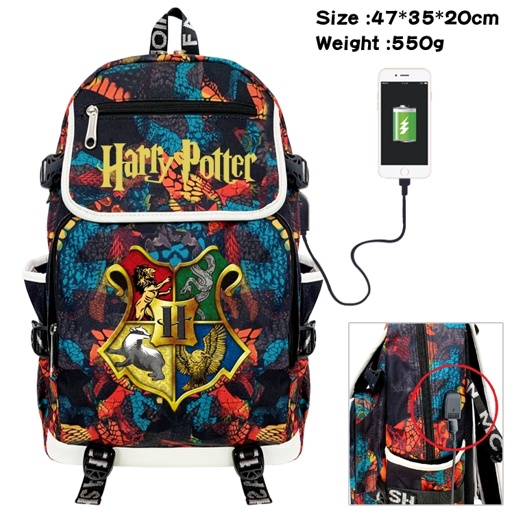 Harry Potter Camouflage Waterproof Canvas Flip Backpack Student School Bag 47X35X20CM