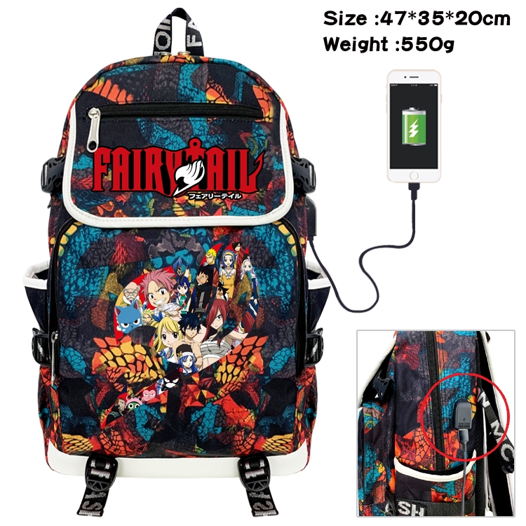 Fairy tail Camouflage Waterproof Canvas Flip Backpack Student School Bag 47X35X20CM