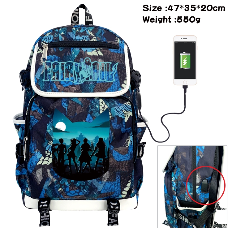 Fairy tail Camouflage Waterproof Canvas Flip Backpack Student School Bag 47X35X20CM