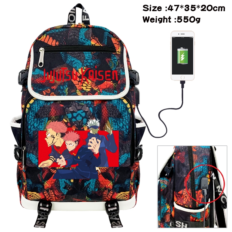 Jujutsu Kaisen Camouflage Waterproof Canvas Flip Backpack Student School Bag 47X35X20CM