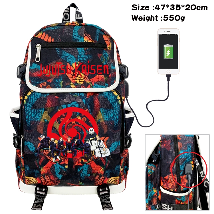 Jujutsu Kaisen Camouflage Waterproof Canvas Flip Backpack Student School Bag 47X35X20CM