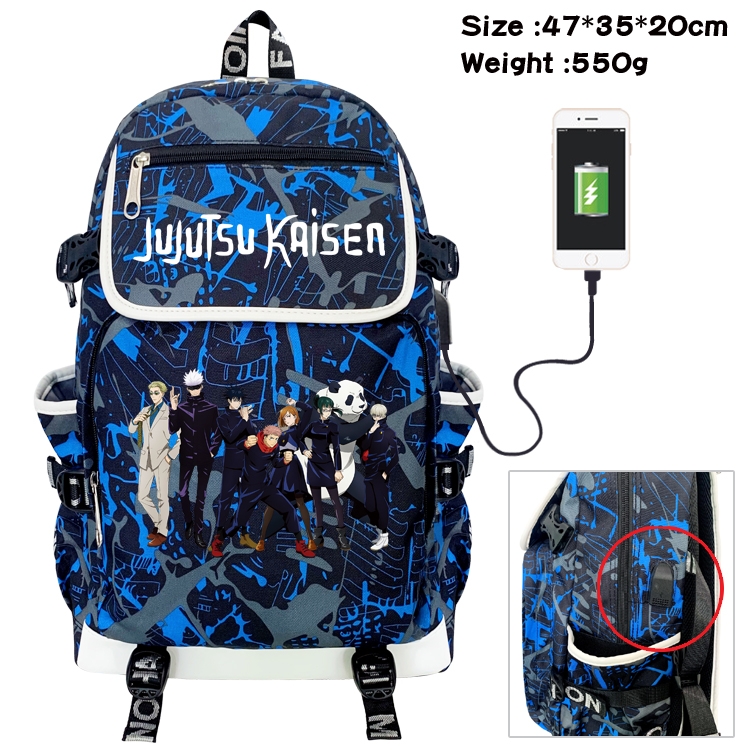 Jujutsu Kaisen Camouflage Waterproof Canvas Flip Backpack Student School Bag 47X35X20CM