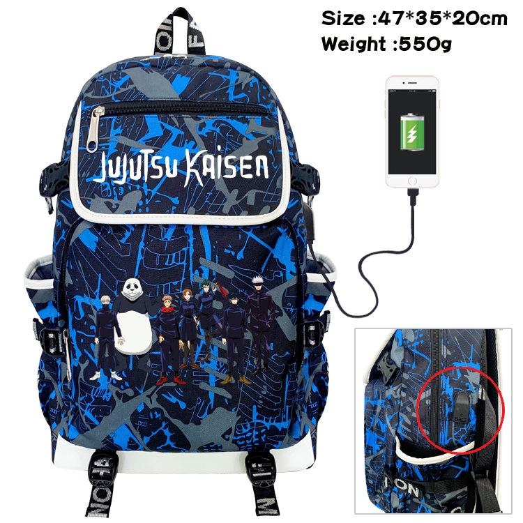 Jujutsu Kaisen Camouflage Waterproof Canvas Flip Backpack Student School Bag 47X35X20CM