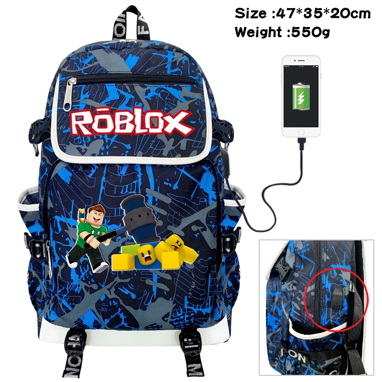 Roblox Camouflage Waterproof Canvas Flip Backpack Student School Bag 47X35X20CM