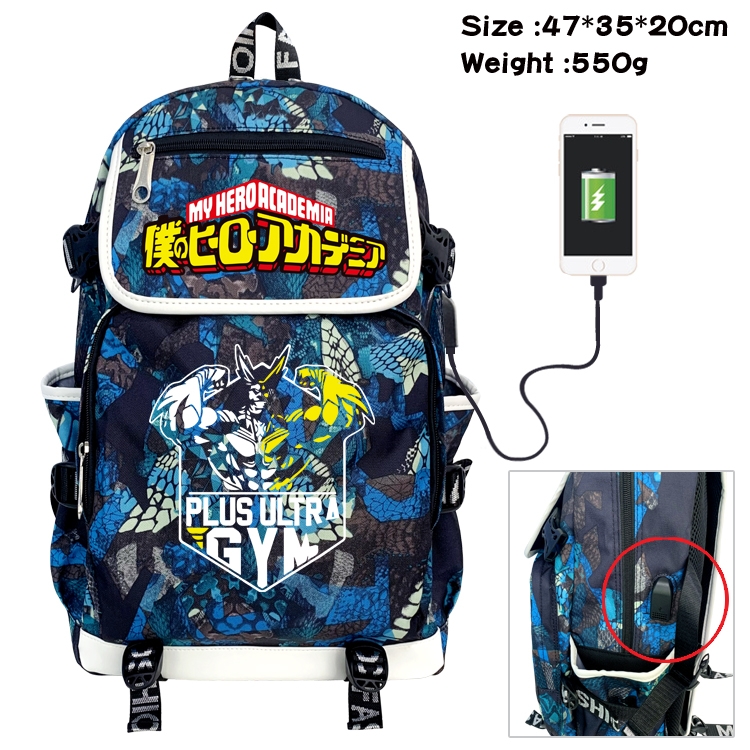 My Hero Academia Camouflage Waterproof Canvas Flip Backpack Student School Bag 47X35X20CM