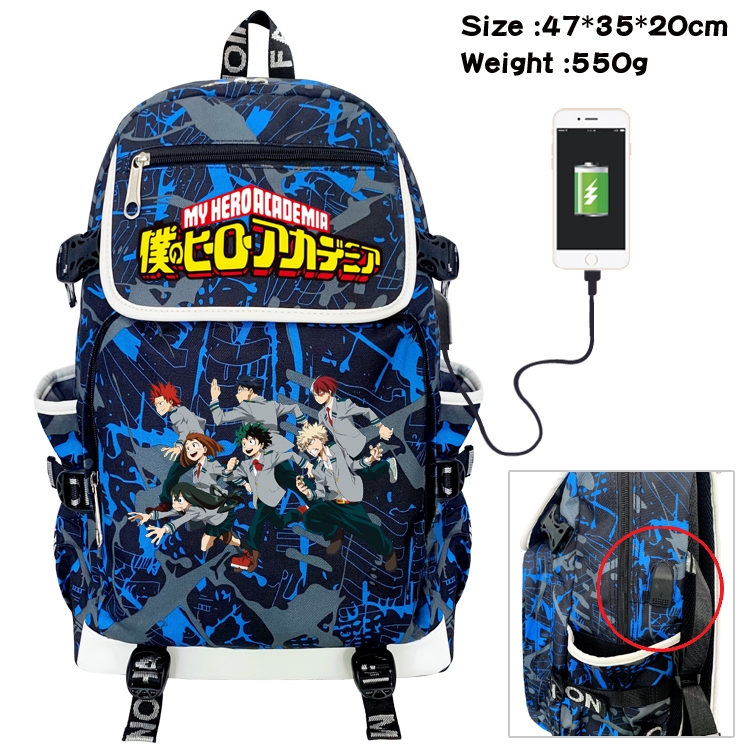 My Hero Academia Camouflage Waterproof Canvas Flip Backpack Student School Bag 47X35X20CM