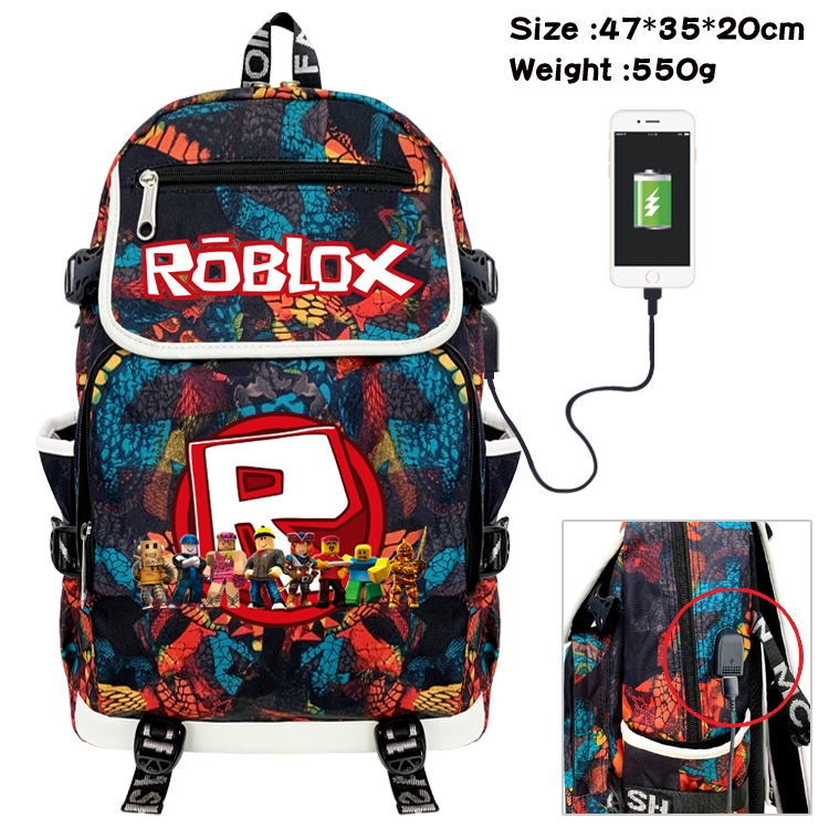 Roblox Camouflage Waterproof Canvas Flip Backpack Student School Bag 47X35X20CM