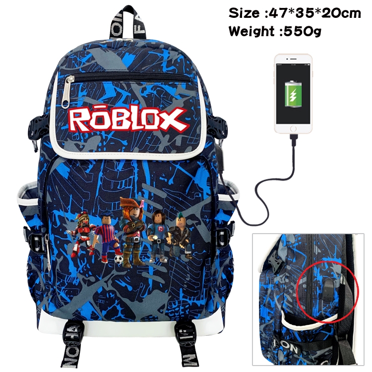 Roblox Camouflage Waterproof Canvas Flip Backpack Student School Bag 47X35X20CM