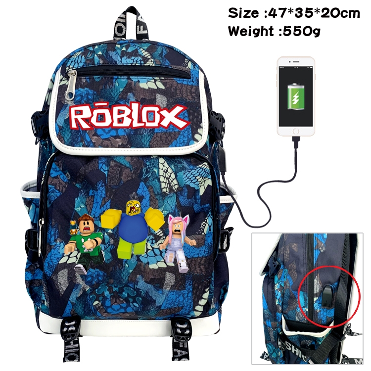 Roblox Camouflage Waterproof Canvas Flip Backpack Student School Bag 47X35X20CM