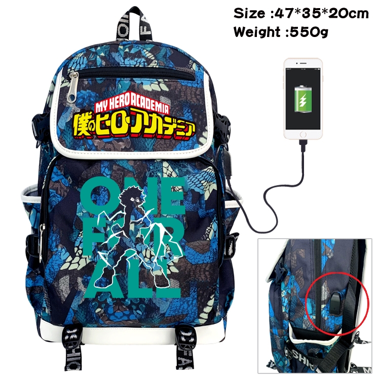 My Hero Academia Camouflage Waterproof Canvas Flip Backpack Student School Bag 47X35X20CM