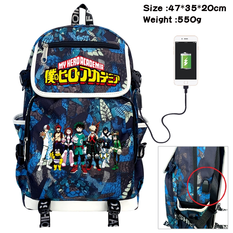 My Hero Academia Camouflage Waterproof Canvas Flip Backpack Student School Bag 47X35X20CM