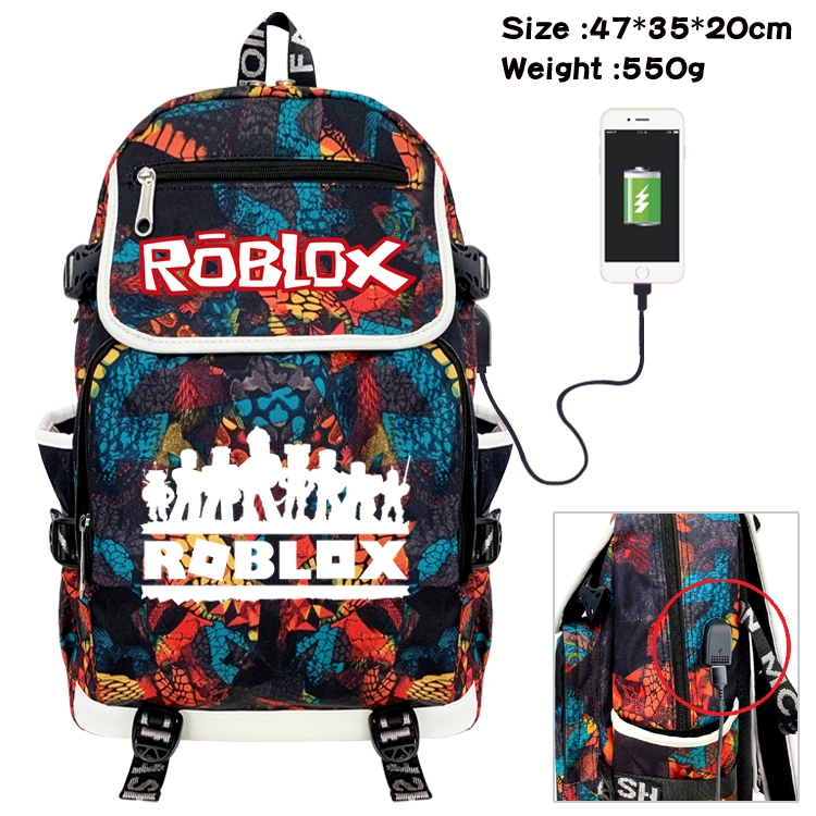 Roblox Camouflage Waterproof Canvas Flip Backpack Student School Bag 47X35X20CM