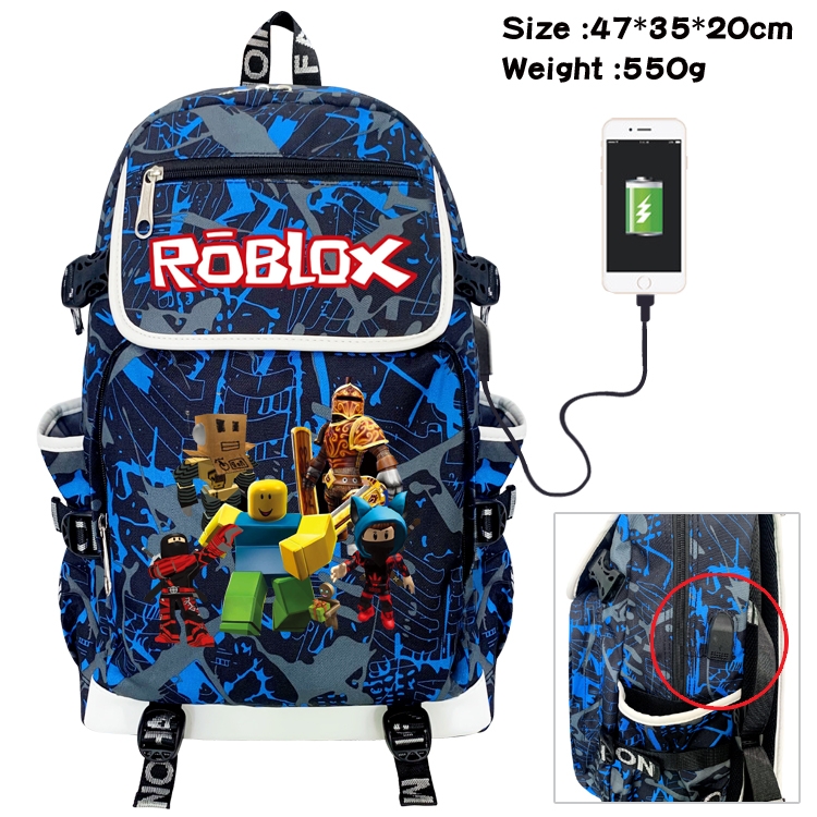 Roblox Camouflage Waterproof Canvas Flip Backpack Student School Bag 47X35X20CM