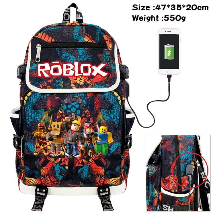 Roblox Camouflage Waterproof Canvas Flip Backpack Student School Bag 47X35X20CM