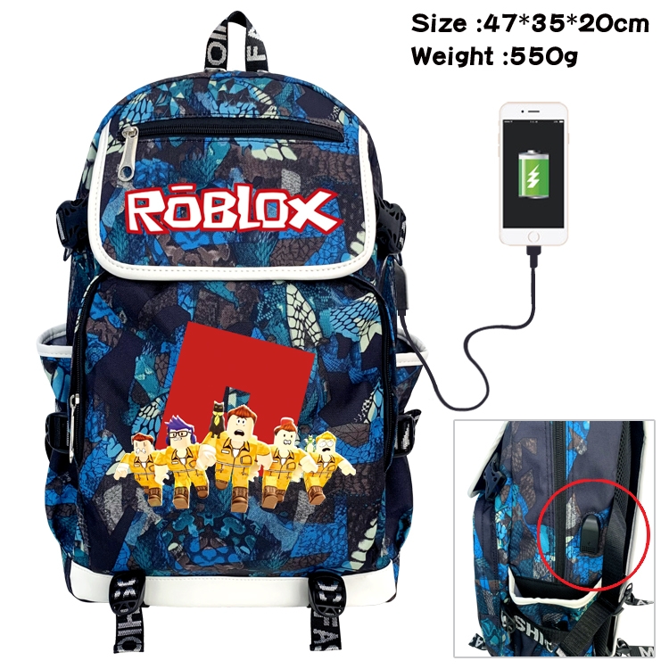 Roblox Camouflage Waterproof Canvas Flip Backpack Student School Bag 47X35X20CM