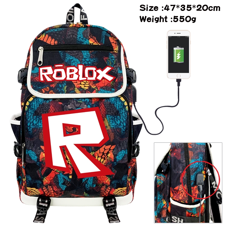 Roblox Camouflage Waterproof Canvas Flip Backpack Student School Bag 47X35X20CM