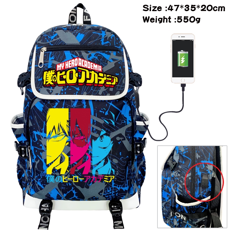 My Hero Academia Camouflage Waterproof Canvas Flip Backpack Student School Bag 47X35X20CM