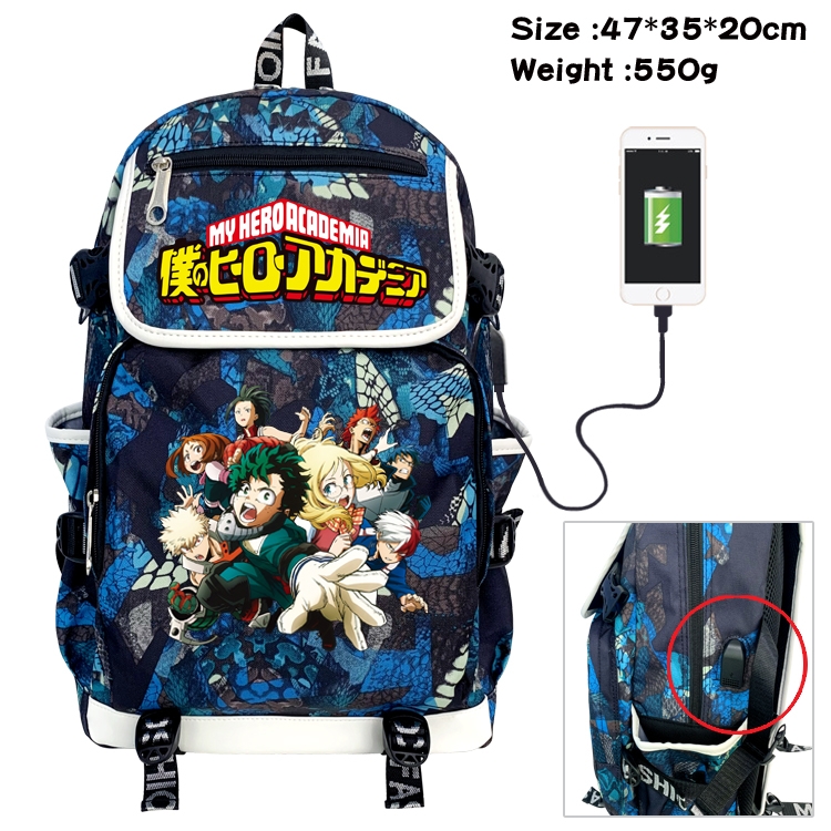 My Hero Academia Camouflage Waterproof Canvas Flip Backpack Student School Bag 47X35X20CM