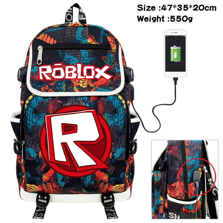 Roblox Camouflage Waterproof Canvas Flip Backpack Student School Bag 47X35X20CM
