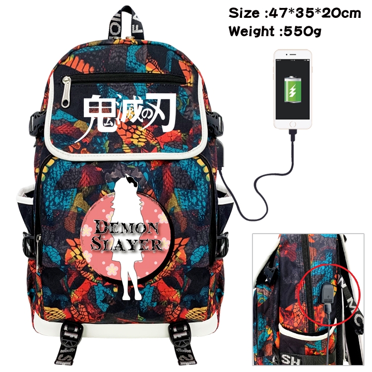 Demon Slayer Kimets Camouflage Waterproof Canvas Flip Backpack Student School Bag 47X35X20CM