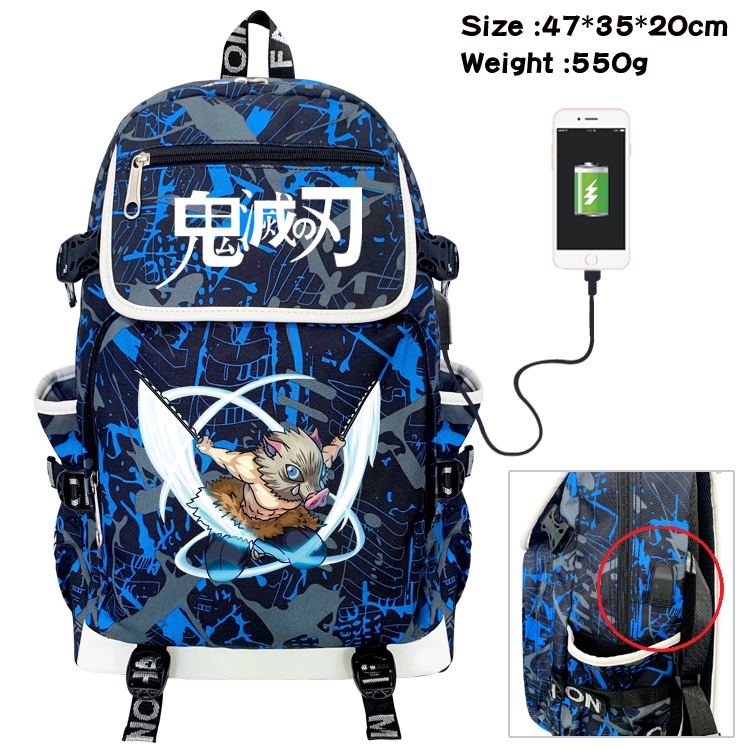 Demon Slayer Kimets Camouflage Waterproof Canvas Flip Backpack Student School Bag 47X35X20CM