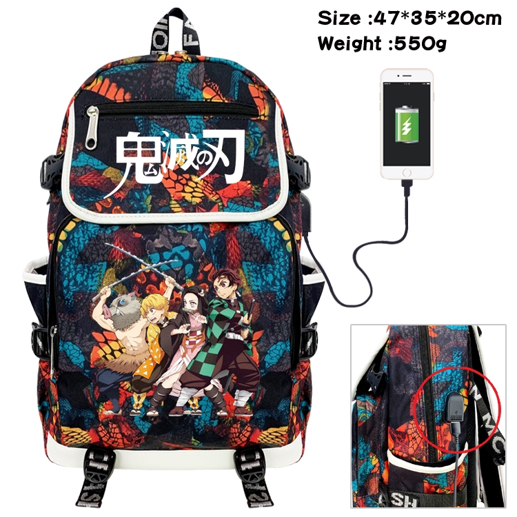 Demon Slayer Kimets Camouflage Waterproof Canvas Flip Backpack Student School Bag 47X35X20CM