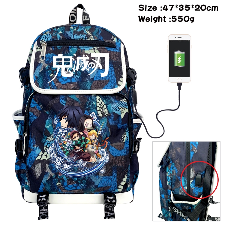 Demon Slayer Kimets Camouflage Waterproof Canvas Flip Backpack Student School Bag 47X35X20CM