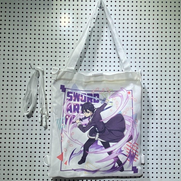 Sword Art Online  Double-sided color picture canvas shoulder bag storage bag 33X32cm