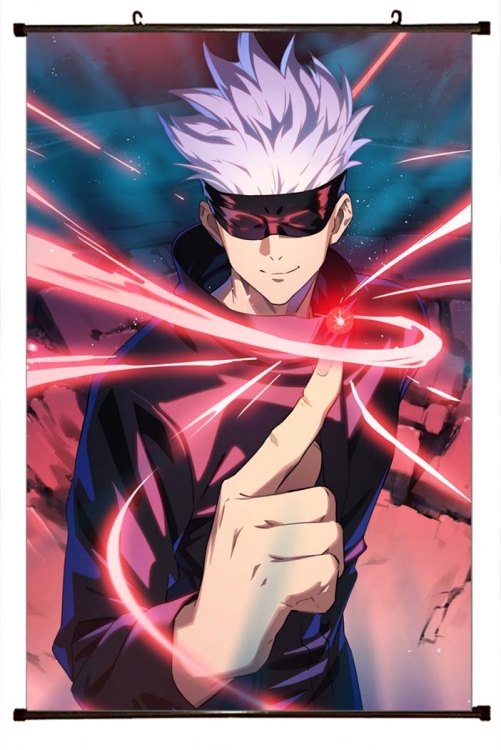 Jujutsu Kaisen Anime black Plastic rod Cloth painting Wall Scroll 60X90CM  Z3-109