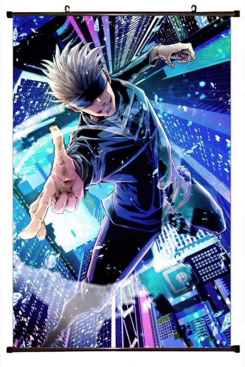 Jujutsu Kaisen Anime black Plastic rod Cloth painting Wall Scroll 60X90CM  Z3-193