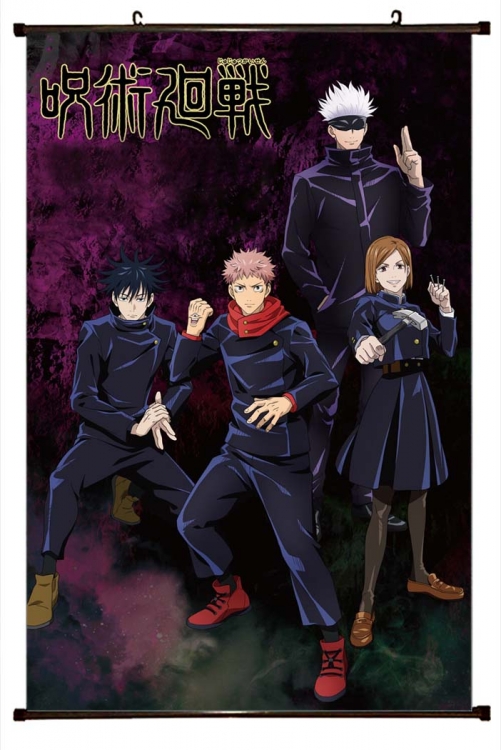 Jujutsu Kaisen Anime black Plastic rod Cloth painting Wall Scroll 60X90CM  Z3-144