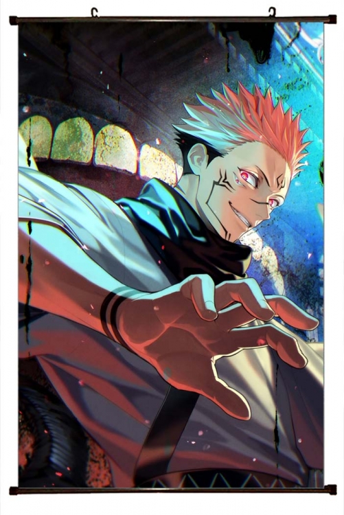 Jujutsu Kaisen Anime black Plastic rod Cloth painting Wall Scroll 60X90CM  Z3-217