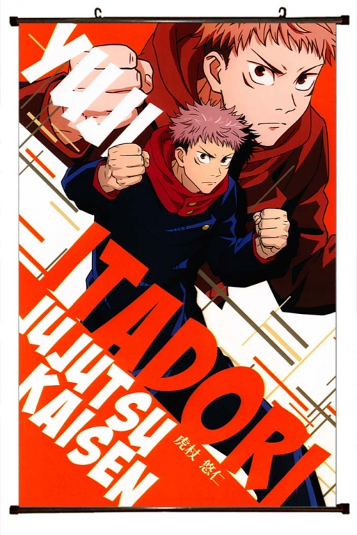 Jujutsu Kaisen Anime black Plastic rod Cloth painting Wall Scroll 60X90CM  Z3-209