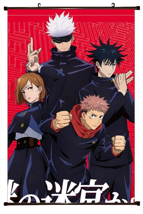 Jujutsu Kaisen Anime black Plastic rod Cloth painting Wall Scroll 60X90CM  Z3-135