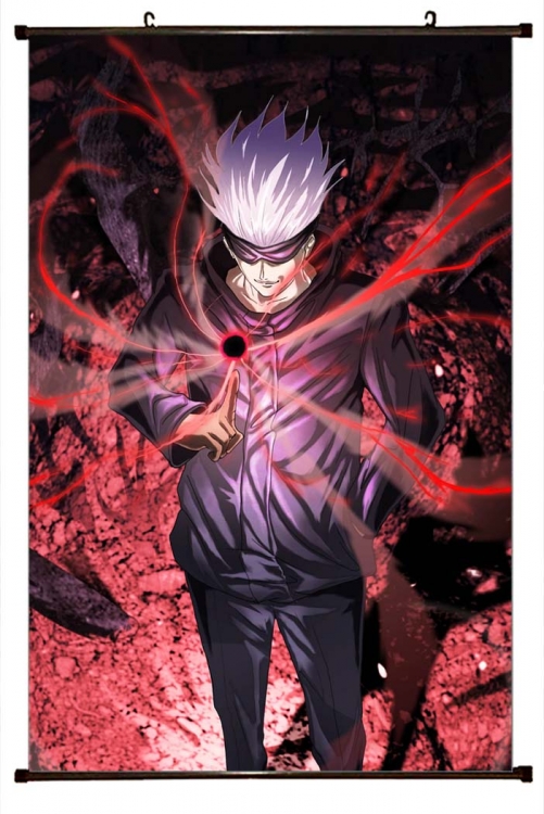 Jujutsu Kaisen Anime black Plastic rod Cloth painting Wall Scroll 60X90CM  Z3-213