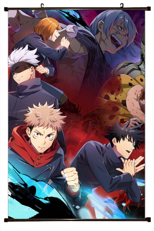 Jujutsu Kaisen Anime black Plastic rod Cloth painting Wall Scroll 60X90CM  Z3-140