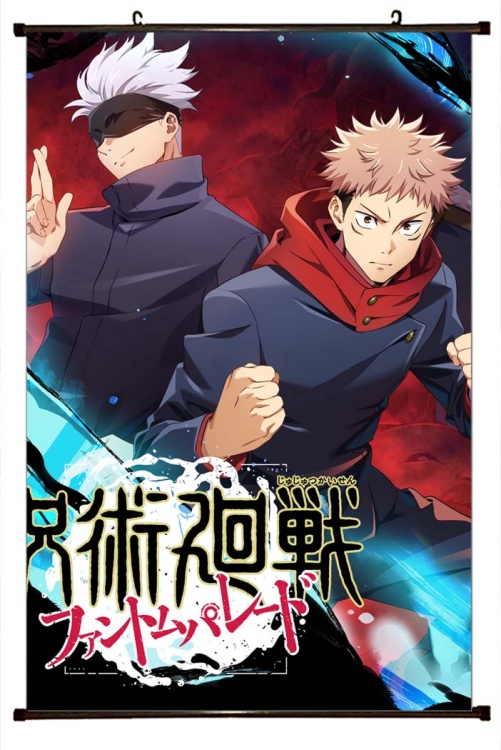 Jujutsu Kaisen Anime black Plastic rod Cloth painting Wall Scroll 60X90CM  Z3-115