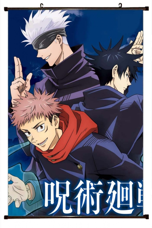 Jujutsu Kaisen Anime black Plastic rod Cloth painting Wall Scroll 60X90CM  Z3-117