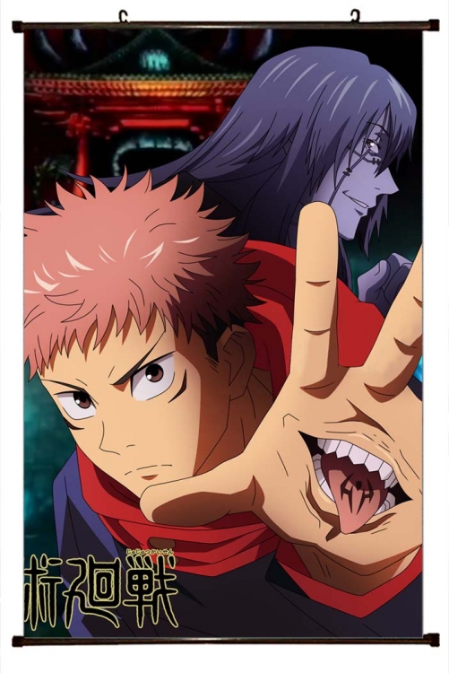 Jujutsu Kaisen Anime black Plastic rod Cloth painting Wall Scroll 60X90CM Z3-125