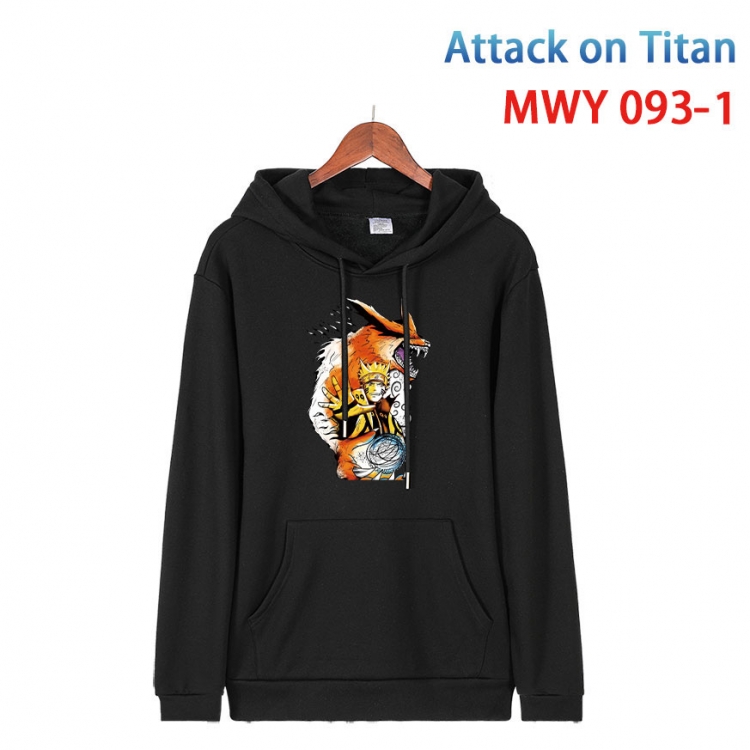 Shingeki no Kyojin Cartoon Sleeve Hooded Patch Pocket Cotton Sweatshirt from S to 4XL MWY-093-1