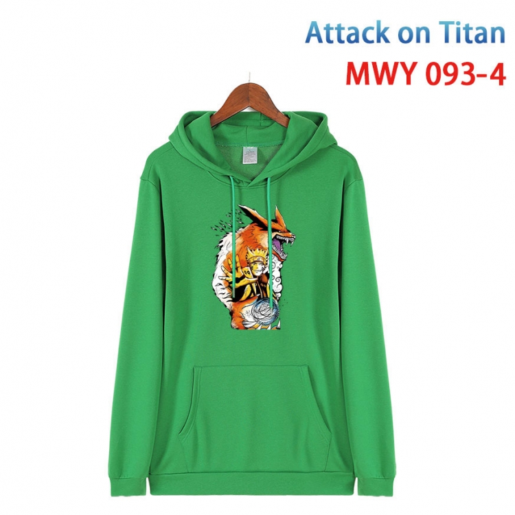 Shingeki no Kyojin Cartoon Sleeve Hooded Patch Pocket Cotton Sweatshirt from S to 4XL  MWY-093-4