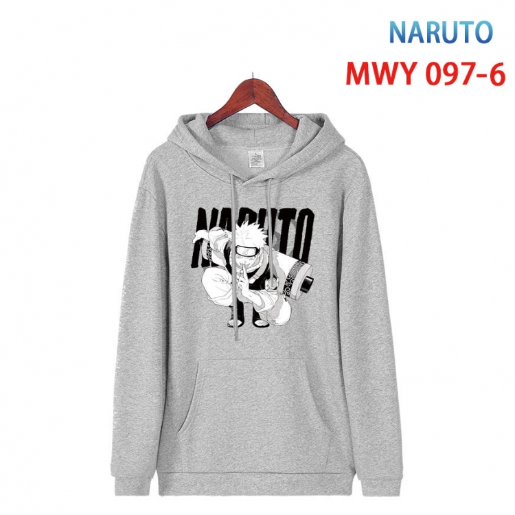 Naruto Cartoon Sleeve Hooded Patch Pocket Cotton Sweatshirt from S to 4XL MWY-097-6