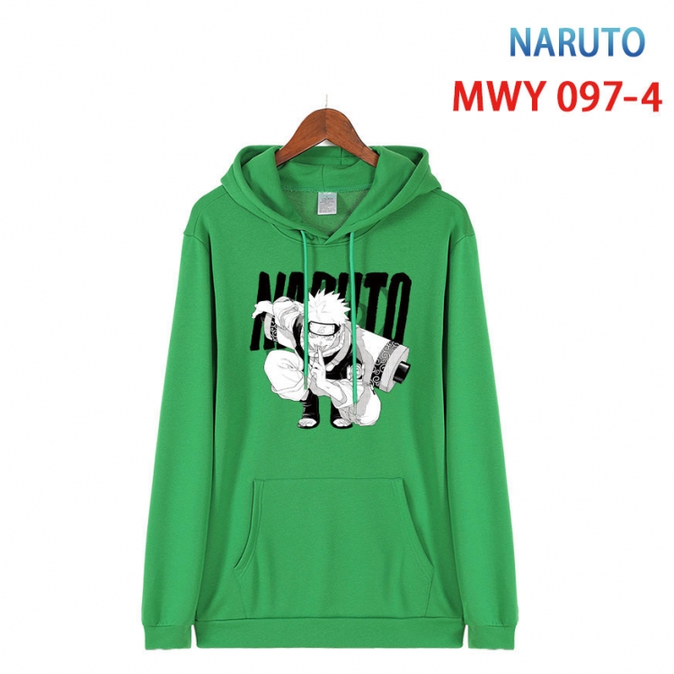 Naruto Cartoon Sleeve Hooded Patch Pocket Cotton Sweatshirt from S to 4XL MWY-097-4