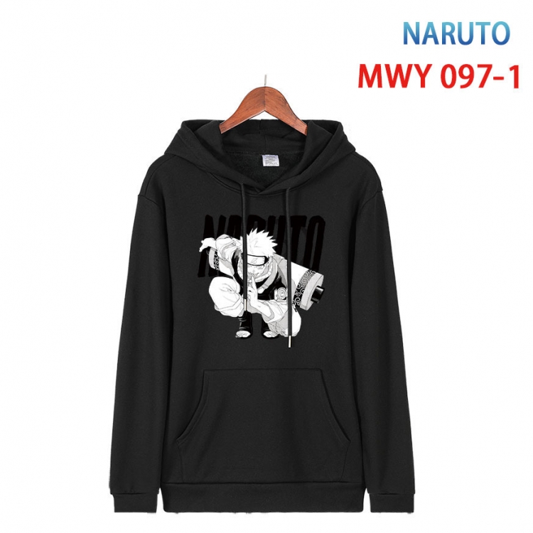 Naruto Cartoon Sleeve Hooded Patch Pocket Cotton Sweatshirt from S to 4XL MWY-097-1