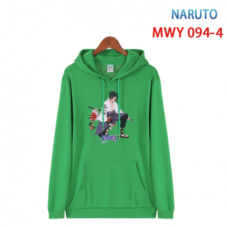 Naruto Cartoon Sleeve Hooded Patch Pocket Cotton Sweatshirt from S to 4XL MWY-094-4